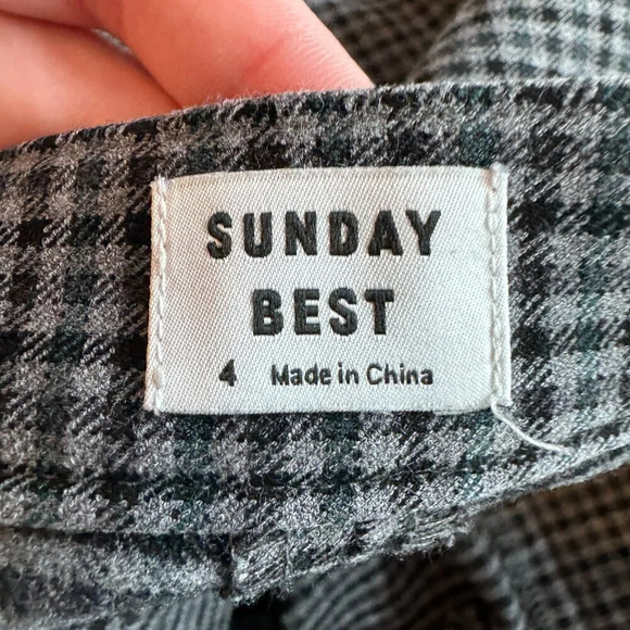 Aritzia Sunday Best Freshman Check Pant Size 4  Gray High Rise Straight Academia - Picture 8 of 14